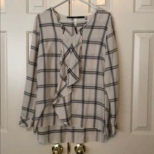 Kensie blouse - black and white window pane